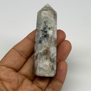 75.3 Grams, 3&quot;x0.9&quot;x1&quot;, Natural Untreated Rainbow Moonstone Crystal Tower Point Obelisk Gemstone, Healing Crystal, Home Decor, E02205