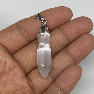 1pc, 5-6g, 1.3&quot;-1.5&quot;, Selenite Pendant Bullet Point Polished, Polished Selenite Crystal, Healing Crystal, Healing Stone, Gemstone