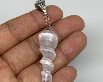 1 Pendant, 7-8g, 1.6&quot; (39mm-40mm), Selenite Pendant Spiral Polished, Polished Selenite Crystal, Healing Crystal, Healing Stone, Gemstone