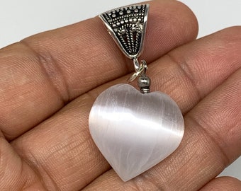 1pc, 8-10g, 0.9&quot;-1&quot;, Selenite Pendant Polished, Polished Selenite Crystal, Healing Crystal, Healing Stone, Gemstone