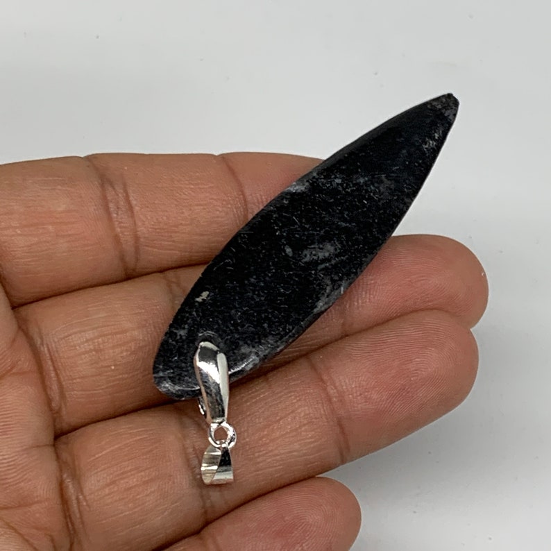 2.6 x 0.6 x 0.3 Black Orthoceras Fossils Pendant Polished Gemstones Marble Polished E0249 350 Millions years 10.8 Grams