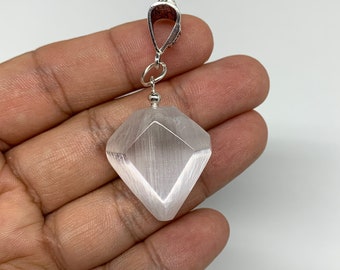 1pc, 9.5-10.5g, 1&quot;x0.9&quot;, Selenite Pendant Polished, Polished Selenite Crystal, Healing Crystal, Healing Stone, Gemstone