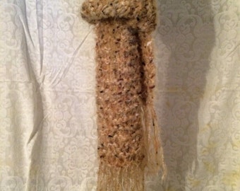 Soft tan tweed scarf