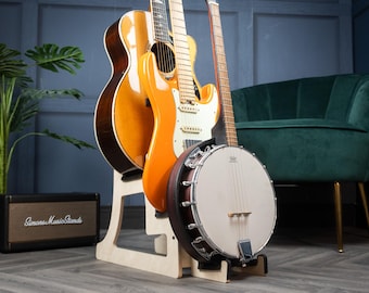 Triple Decker Banjo & Guitar Stand – Customizable for 2 Ukes, Mandolin, Violin + More – Handmade in Ireland