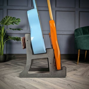 Double Decker Musical Instrument Stand, Customisable for Two / 2 Guitars and more, Made In Ireland, Charcoal Black image 7