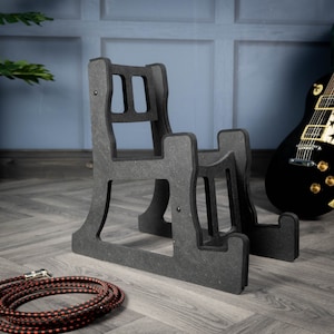 Double Decker Musical Instrument Stand, Customisable for Two / 2 Guitars and more, Made In Ireland, Charcoal Black Standard