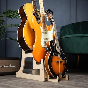 Triple Decker Ukulele & Guitar Stand – Customizable for 2 Ukes, Mandolin, Violin + More – Handmade in Ireland