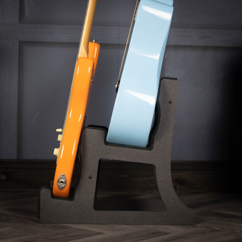 Double Decker Musical Instrument Stand, Customisable for Two / 2 Guitars and more, Made In Ireland, Charcoal Black image 5
