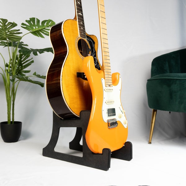 Double Decker Musical Instrument Stand, Customisable for Two / 2 Guitars and more, Made In Ireland, Charcoal Black