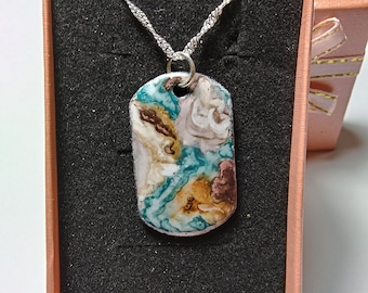 Abstract Water color enamel original artist painted on pendant
