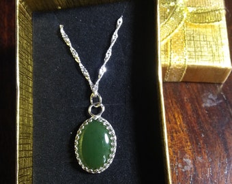 Jade Pendant in Sterling Silver Setting