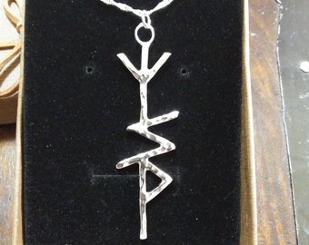 Three Rune Bindrune Stavrune in Sterling Silver on a 20" sterling chain