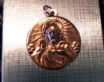 Sacred heart of Jesus pendant from Antique die