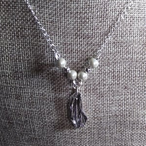 PMC precious metals clay pendant with two magnetic pearls cloth drape design