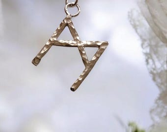 Colgante de runa con símbolo vikingo en plata de ley en cadena de 20", la letra M Hombre como, Hombre, Nórdico, Cualquier runa