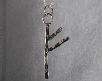 Collar de runas con símbolo vikingo en plata de ley con cadena de 20" FEHU, Frey F nórdico, cualquier runa