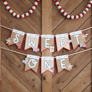 Sweet One Gingerbread Banner: Christmas 1st Birthday Party Decor