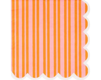 Servilletas de papel para cóctel con rayas naranjas y rosas, 24 unidades / Little Cutie / Sun and Spritz / Baby Spritz