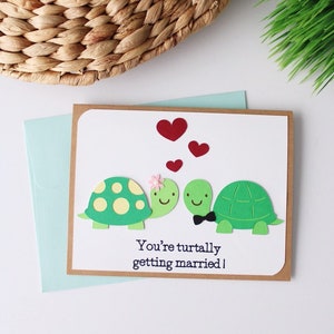 Vous allez vous marier... Félicitations, carte de fiançailles, carte de mariage, tortues, fait main, blanc à l'intérieur