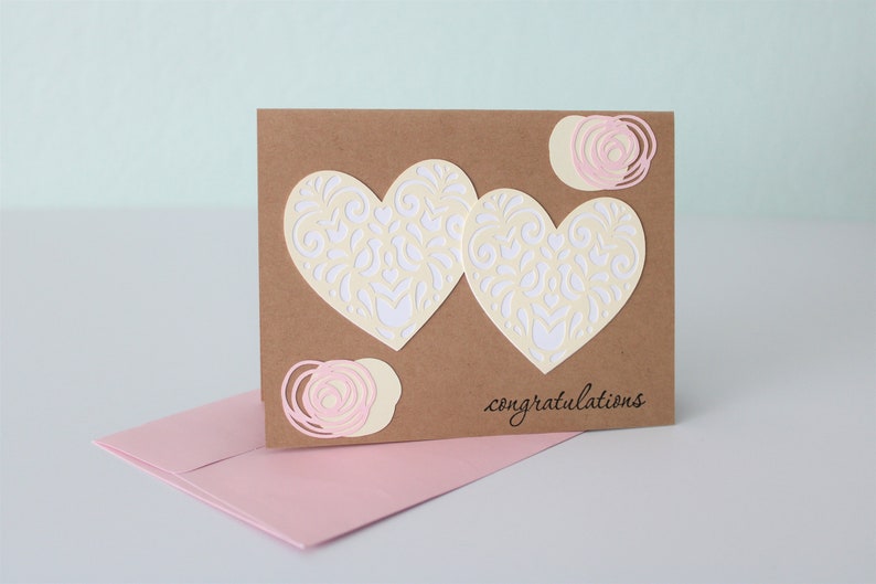 Wedding Card Bride and Groom Handmade Congratulations Blank Inside