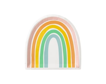 Rainbow Paper Plates 8 ct | St. Patrick's Day Party, St. Paddy’s Day, Rainbow Baby Shower, Rainbow Birthday Party, Lucky Charm, Party Plates