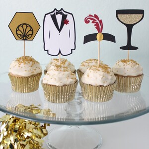 1920s Party Cupcake Toppers, Set of 12, Roaring 20s, New Year's Eve ...
