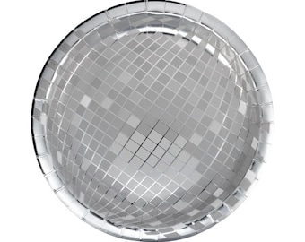 Silver Disco Ball Party Plates: Shimmery Celebration Decor (8 ct)