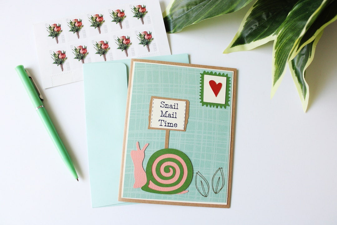 Snail Mail Card, Snail Mail Time, Any Occasion Card, Snail, Handmade