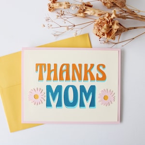 Merci maman marguerite carte, carte de fête des mères, bonne fête des mères, fait main, blanc à l'intérieur