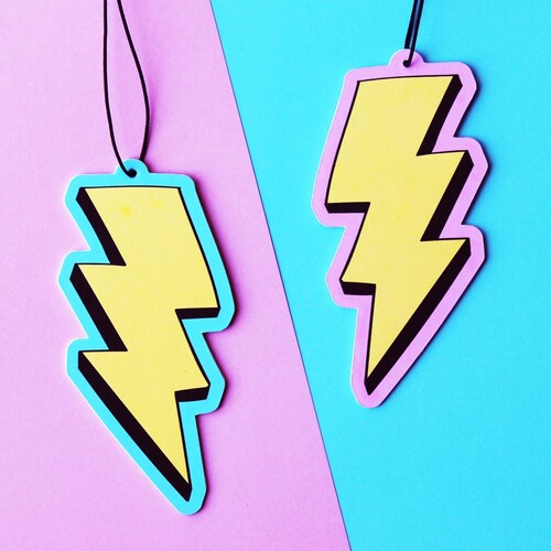 Lightning Bolt Car Air Freshener Rear View Mirror Hanging Car Etsy