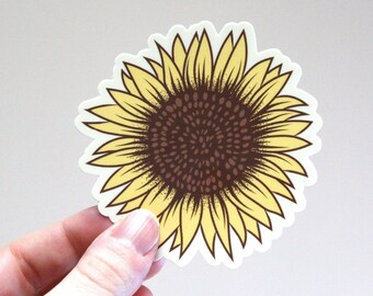 Sunflower Sticker, Premium Matte Vinyl Sticker For Laptops and Water Bottles, Cute Boho Sticker For Women, Vintage Sunflower Gifts For Her