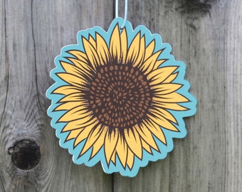 Sunflower Car Air Freshener, Rear View Mirror Hanging Floral Decor, Cute Boho Car Accessory Charm For Women, Vintage Sunflower Gifts For Her