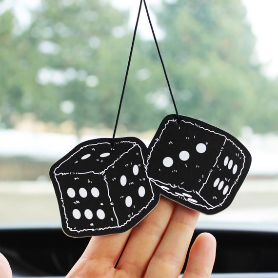 Fuzzy Dice Car Air Freshener, Rear View Mirror Hanging Car Decor for Women,  Cute Aesthetic Car Accessory Charm, Y2K Gifts for Him or Her 