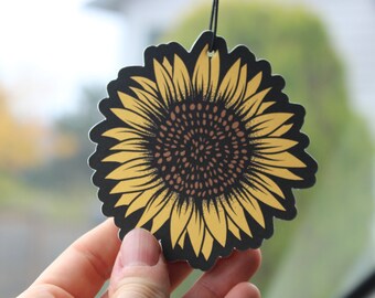 Sunflower Car Air Freshener, Rear View Mirror Hanging Floral Decor, Cute Boho Car Accessory Charm For Women, Vintage Sunflower Gifts For Her