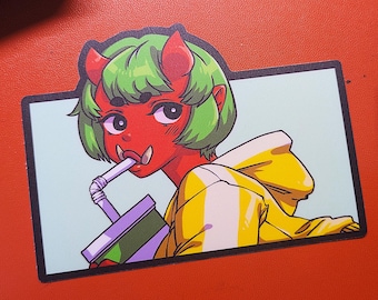 Oni Soda Gal – Die Cut Cute Anime Sticker Decal