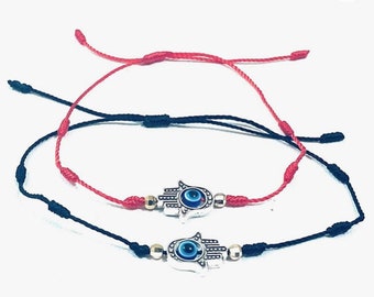Evil Eye evileye 7 Knot Kabbalah Hamsa Hand of Miriam Fatima Lucky Charm Adjustable Hand Red and Black String Cord Bracelets Amulet jewelry