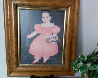 Impression d'art folklorique vintage Jane Henrietta sous cadre