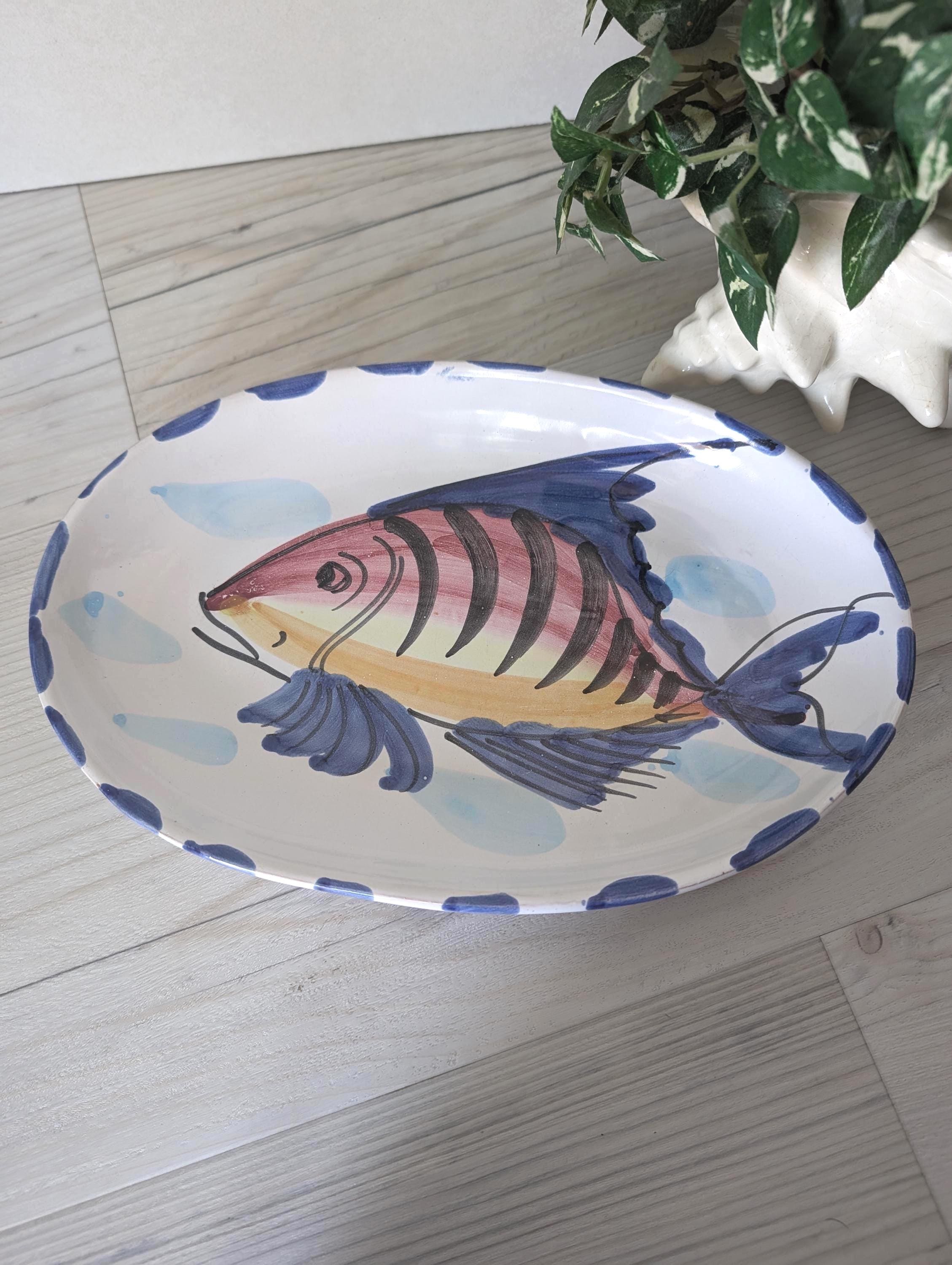 Vintage Vietri Al Mare Hand Painted Fish Serving Platter | Decorative Dish | Made in Italy