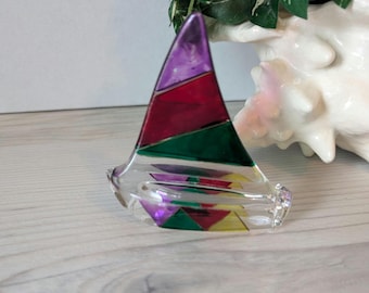 Petit voilier en verre de Murano | Italie peinte à la main
