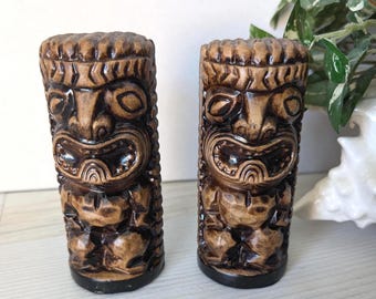 Salières et poivrières Tiki Man vintage