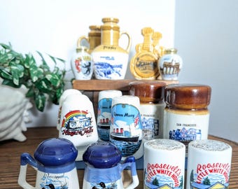 salières et poivrières souvenir vintage | San Francisco, Niagara Falls, Berlin, Montréal, Queen Mary