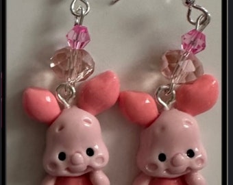 Winnie The Pooh Piglet Dangle Earrings, Disney Inspired Jewelry