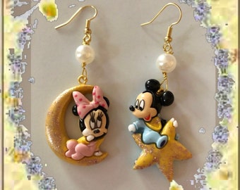 Celestial Disney Earrings, Mickey and Minnie Mouse, Holiday Trip