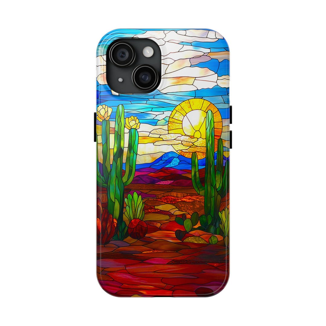 Stained Glass Desert Cactus Tough Phone Case, iPhone & Android - Etsy