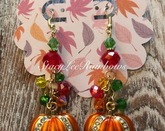 Halloween Pumpkin Fall Pumpkin Dangle Drop Earrings Womens Earings Jewellery Jewelry