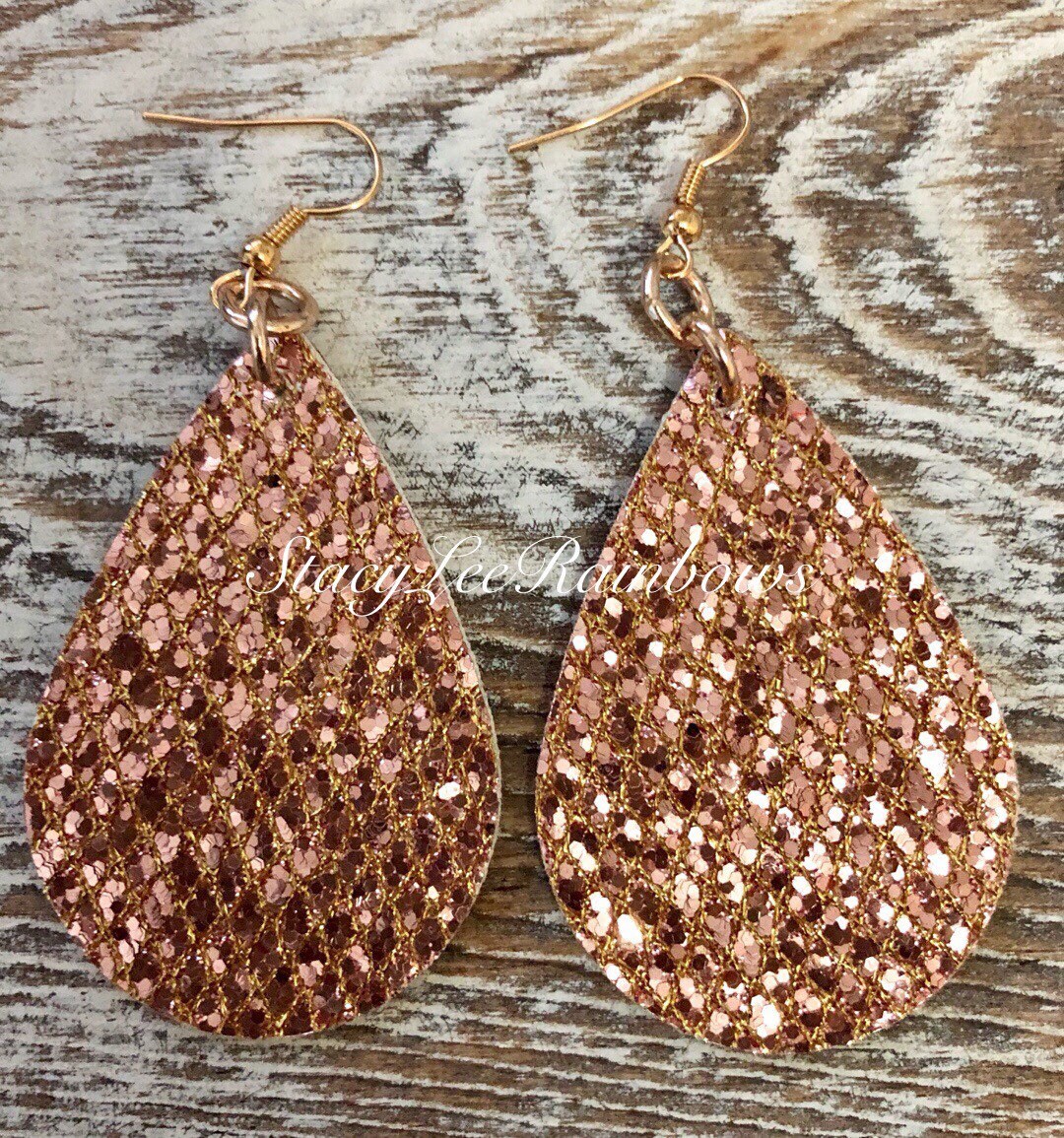 Rose gold hotsell leather earrings