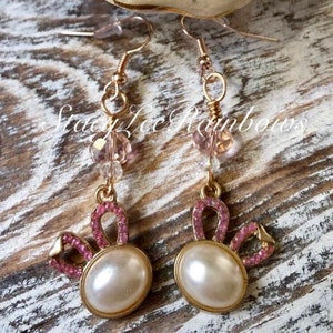 Easter Bunny Rose Gold Dangle Crystal Drop Easter Earrings Earings Cute Jewellery Jewelry Womens Jewellery