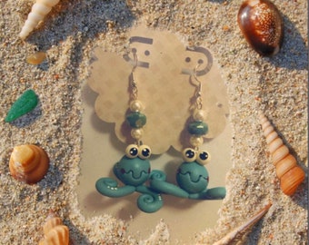 Squid Earrings Dangle/Drop Earrings, Sea Life, Ocean Life, Fish Earrings, Large Clay Squid Earrings