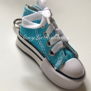 Converse looking type High-Top Canvas Sneaker/Shoe Keychain Blue High Top Key Chain/Ring With Lobster Clasp /Sneaker Keychain