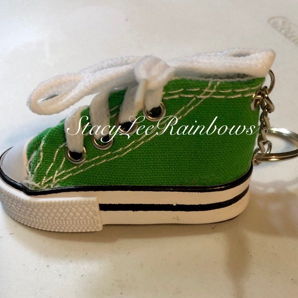 High Top Canvas Keychain with Lobster Clasp Purse Accessories Car Charm Green High Top Shoe